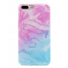 iPhone 7 Plus - TPU IMD Soft Full Case Printing Protective Cover Case - Blue Pink Painting Pattern